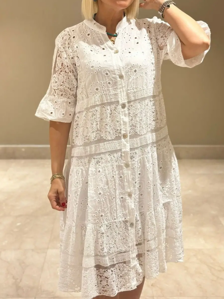 Selina™ | Embroided Dress with Button Closure