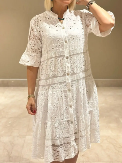 Selina™ | Embroided Dress with Button Closure