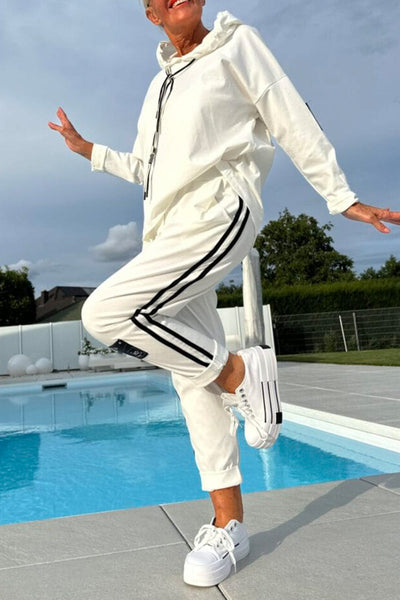Payton™ | Drawstring Hoodie Top with Striped Pants