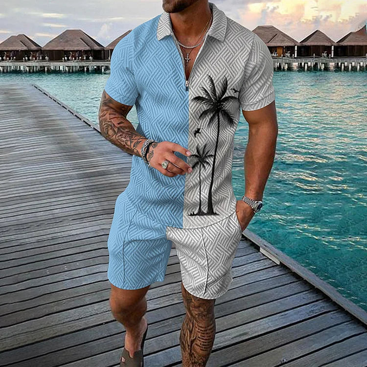 Arvid | Coconut Tree Polo Shirt & Shorts Set