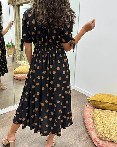 Mina™ | V-Neck Polka Dot Dress