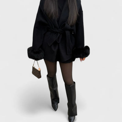 Woolcat™ | Elegant Coat with Faux Fur Details