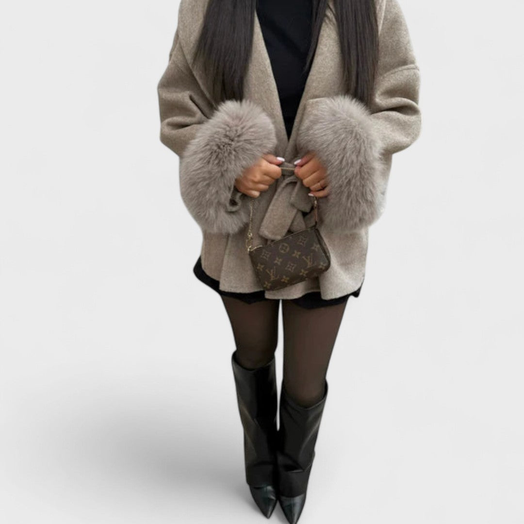 Woolcat™ | Elegant Coat with Faux Fur Details