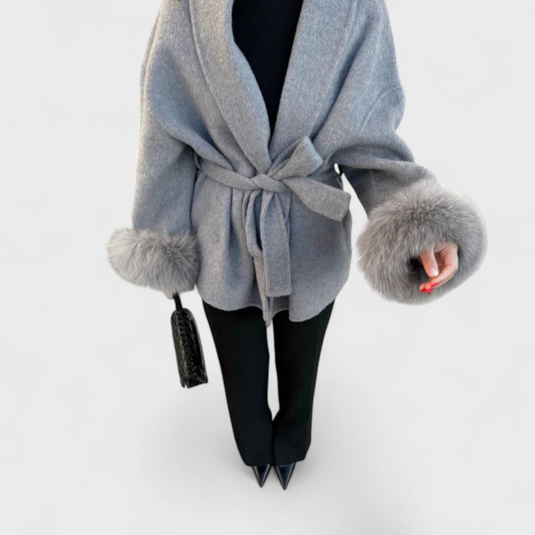 Woolcat™ | Elegant Coat with Faux Fur Details