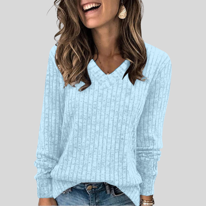 Deri™ | Comfy V-Neck Long Sleeve Top