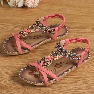 Collela™ | Elegant Sandals Decorated with Flowers & a Butterfly in Rhinestones