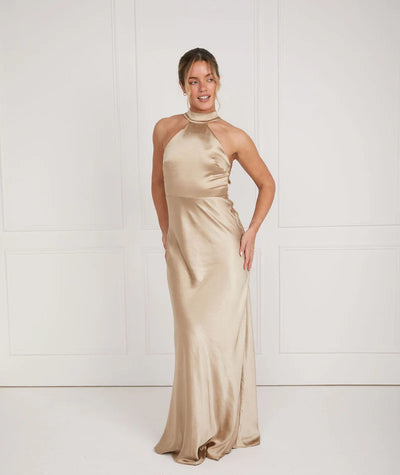 Gigi™ | Halter Neck Satin Bridesmaid Dress