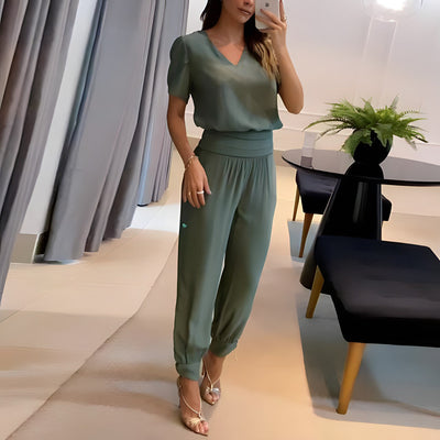 Elena™ | Stylish Blouse & Trousers Set with Belly Coverage
