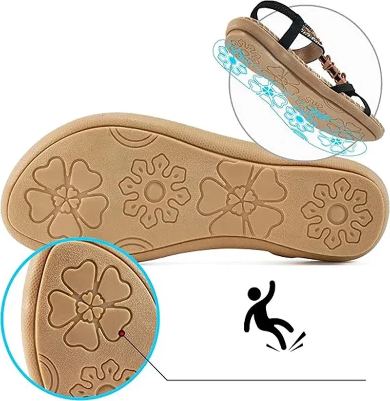 Collela™ | Elegant Sandals Decorated with Flowers & a Butterfly in Rhinestones