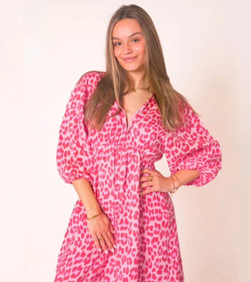 Sala™ | Long Printed Dress with V-Neckline