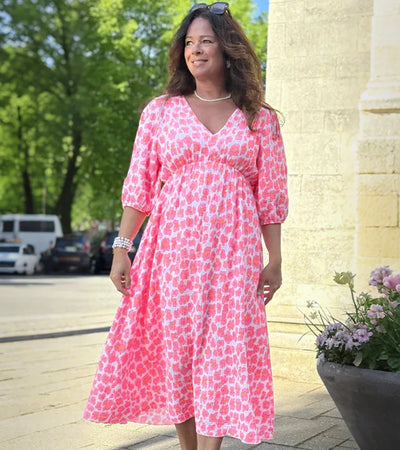 Sala™ | Long Printed Dress with V-Neckline