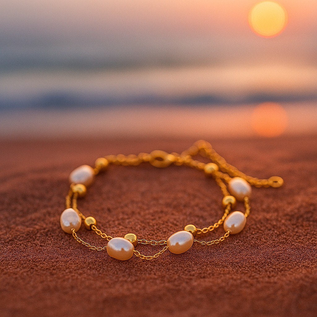 Lavine | Golden Sunset Bracelet with Pearls