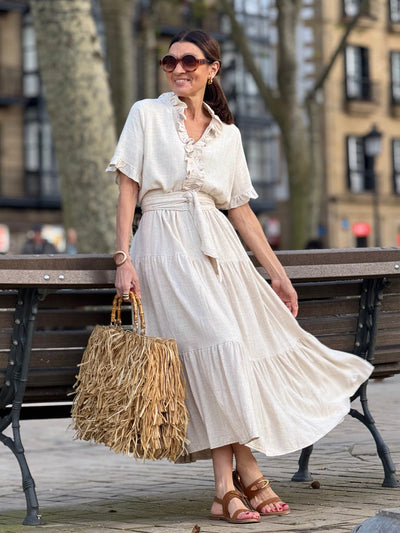 Igone™ | Loose Beige Linen Dress