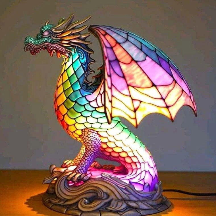 Ignis | Magical Dragon Lamp in Colored Glass