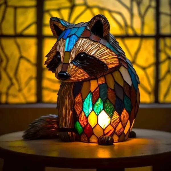 Filou | Magical raccoon-shaped lamp in colored glass