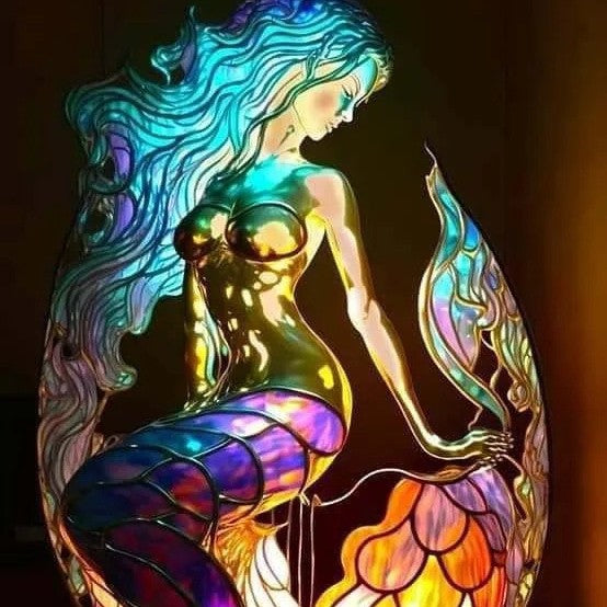 Arielle | Magical Mermaid Lamp in Colored Glass