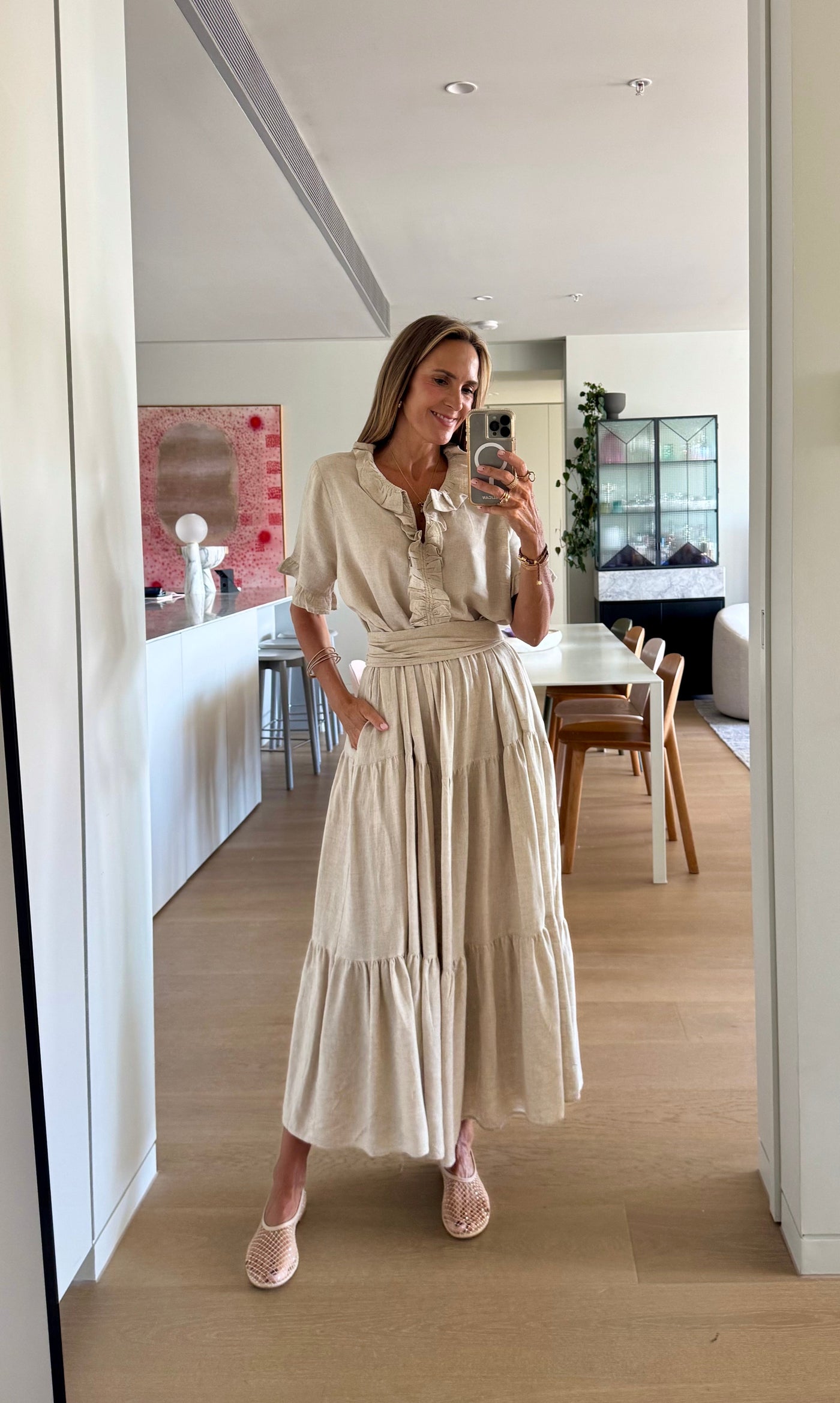 Igone™ | Loose Beige Linen Dress