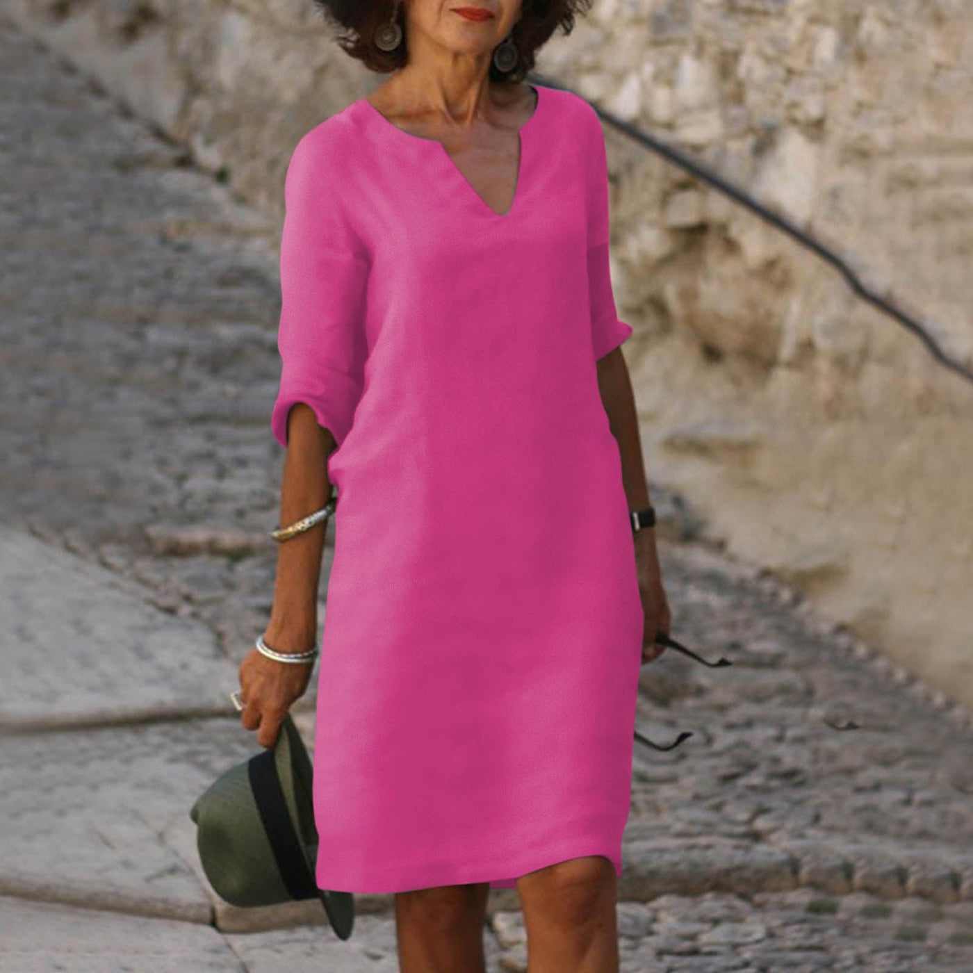 Lynslinnen™ | Amara Linen V-Neck Dress