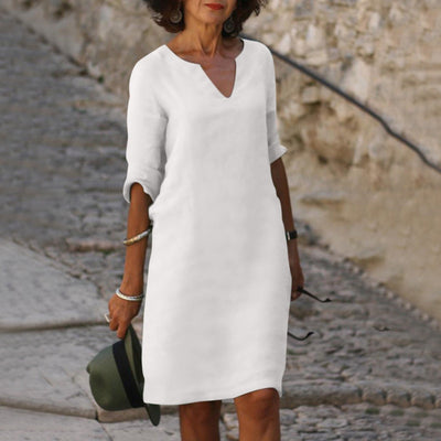 Lynslinnen™ | Amara Linen V-Neck Dress