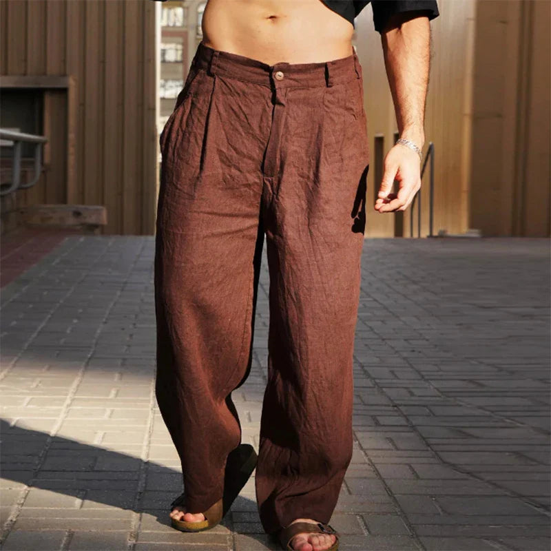 Malik™ | Linen trousers with wide legs
