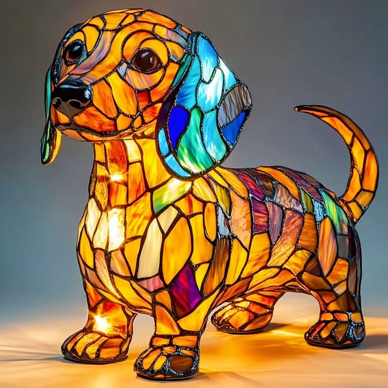 Lampe teckel série chien Art veilleuse résine teintée Table veilleuse mignon animaux de compagnie chiens thème lampes de Table LED décor à la maison