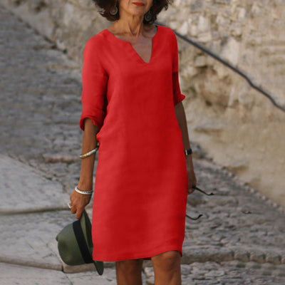 Lynslinnen™ | Amara Linen V-Neck Dress