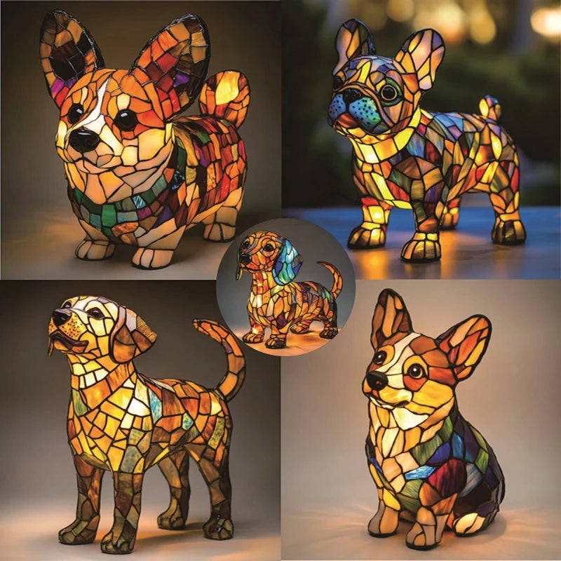Lampe teckel série chien Art veilleuse résine teintée Table veilleuse mignon animaux de compagnie chiens thème lampes de Table LED décor à la maison