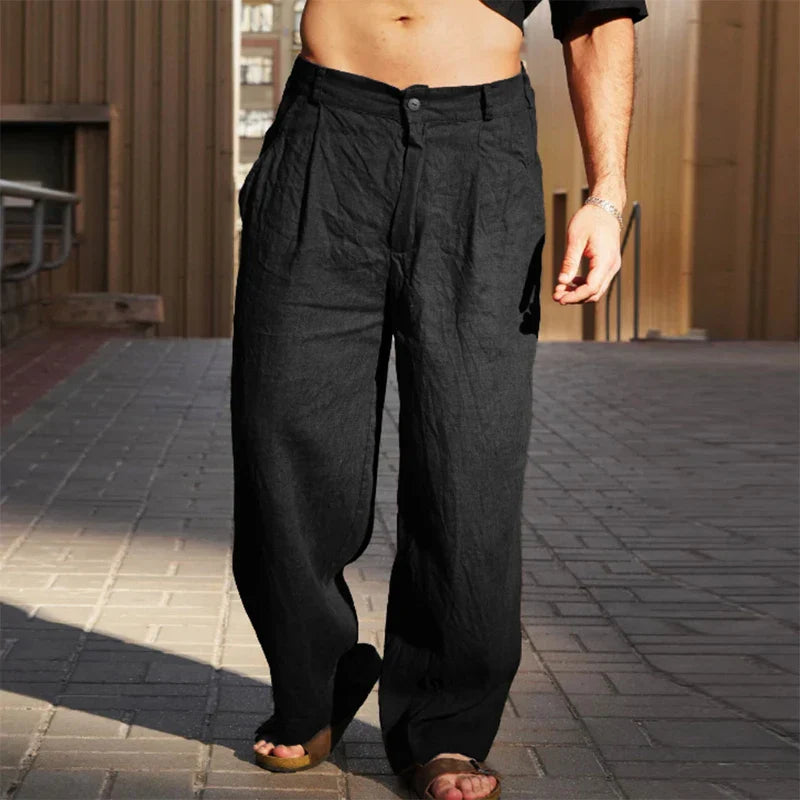 Malik™ | Linen trousers with wide legs