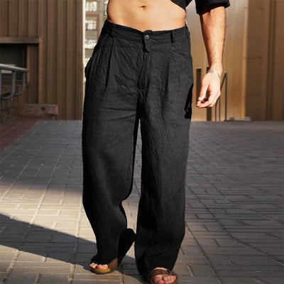 Malik™ | Linen trousers with wide legs