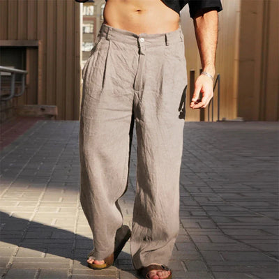 Malik™ | Linen trousers with wide legs