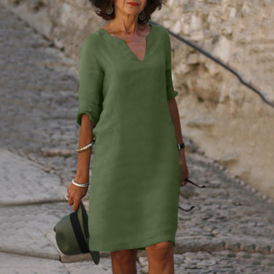 Lynslinnen™ | Amara Linen V-Neck Dress