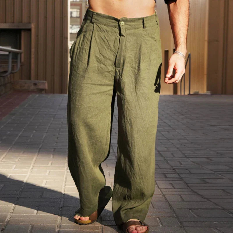 Malik™ | Linen trousers with wide legs