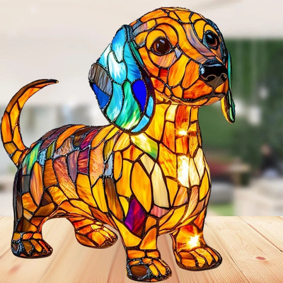 Lampe teckel série chien Art veilleuse résine teintée Table veilleuse mignon animaux de compagnie chiens thème lampes de Table LED décor à la maison