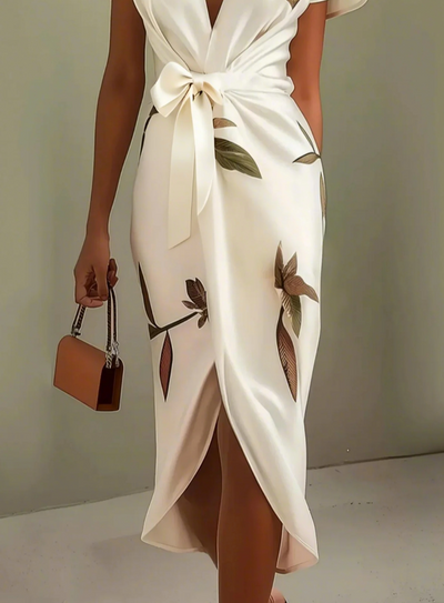 Payton™ | Elegant White Satin Midi Dress