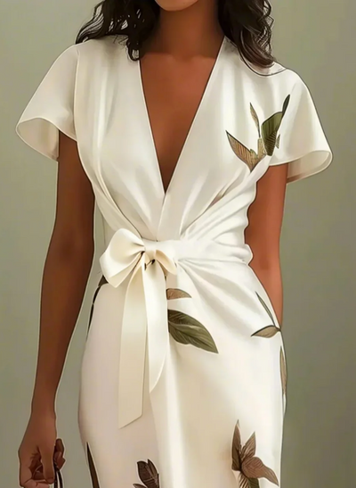 Payton™ | Elegant White Satin Midi Dress