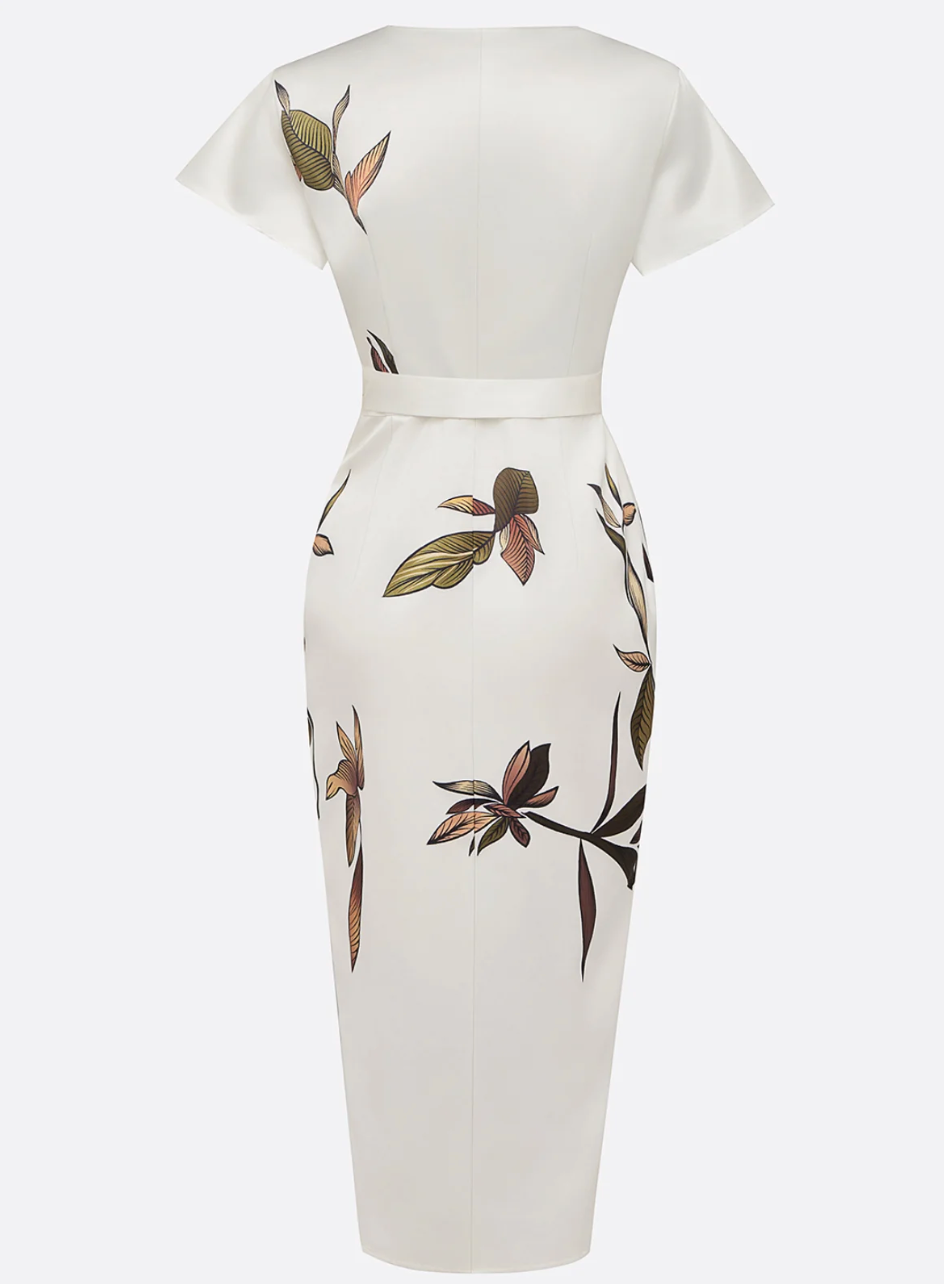 Payton™ | Elegant White Satin Midi Dress