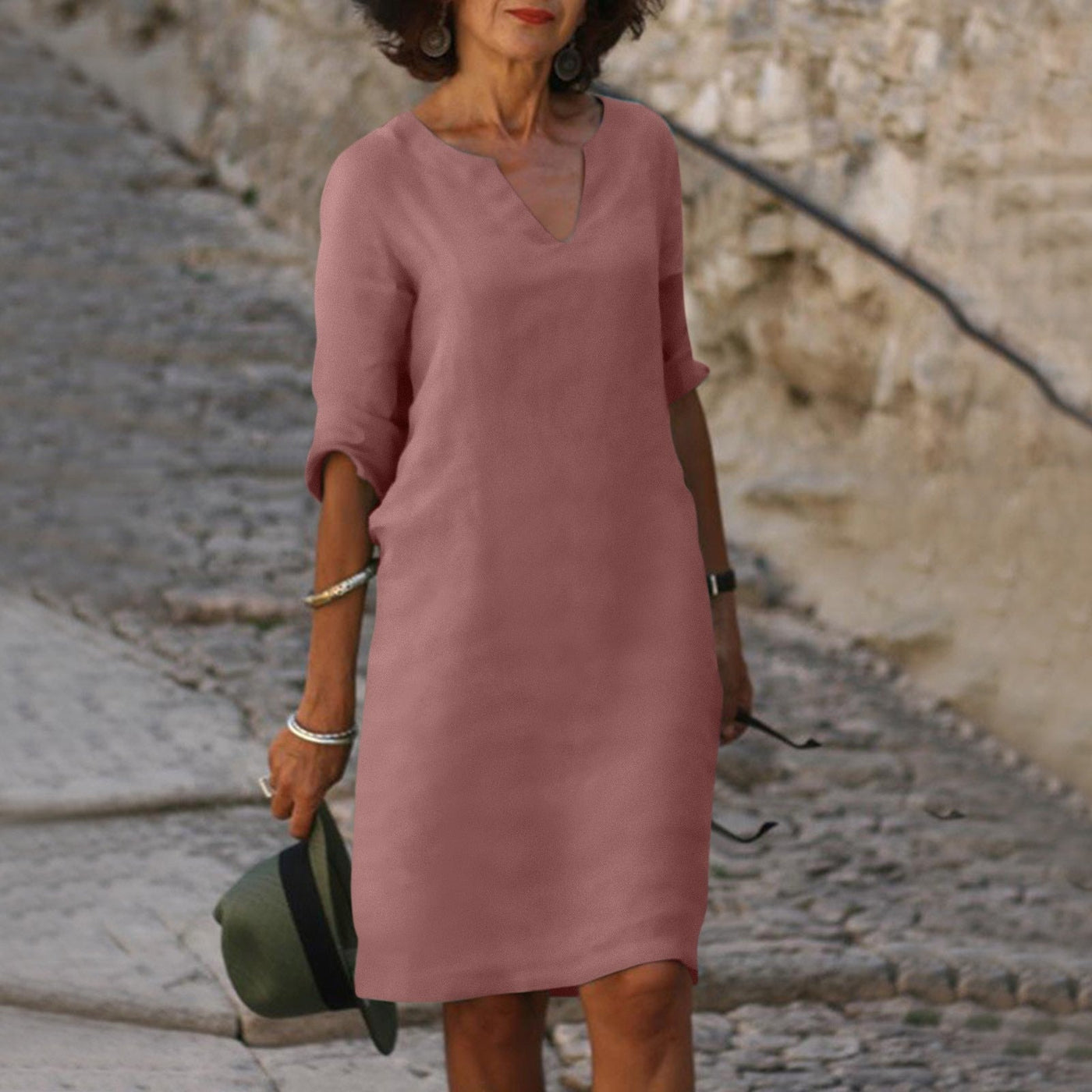 Lynslinnen™ | Amara Linen V-Neck Dress