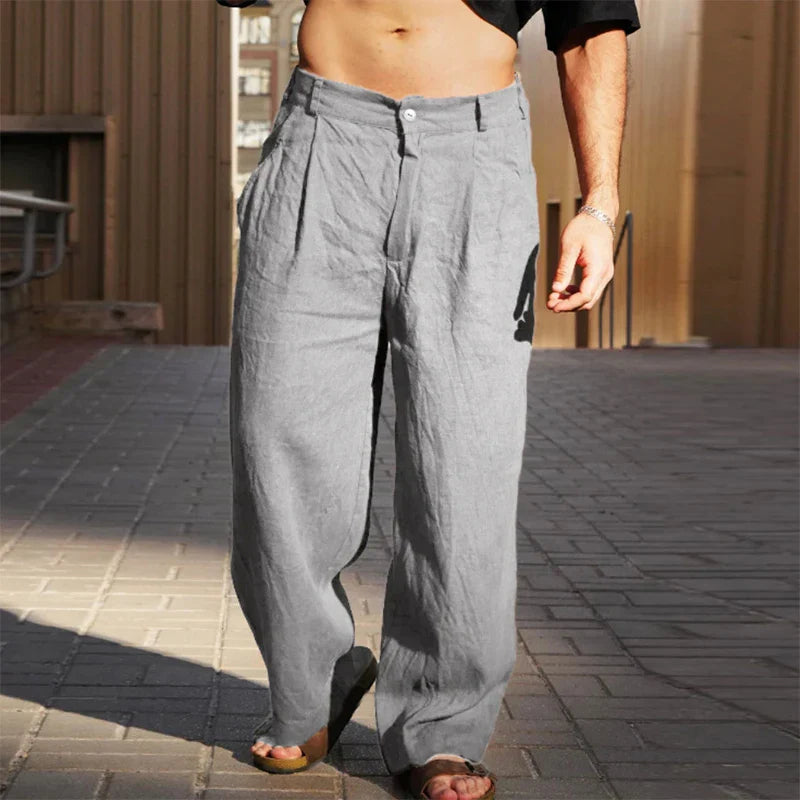 Malik™ | Linen trousers with wide legs