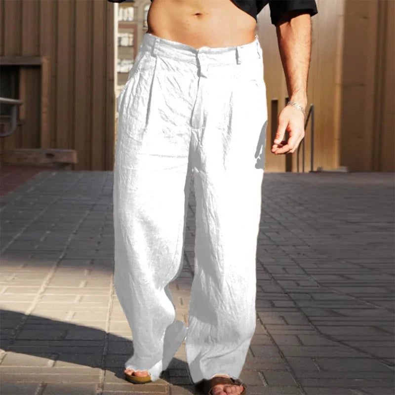 Malik™ | Linen trousers with wide legs