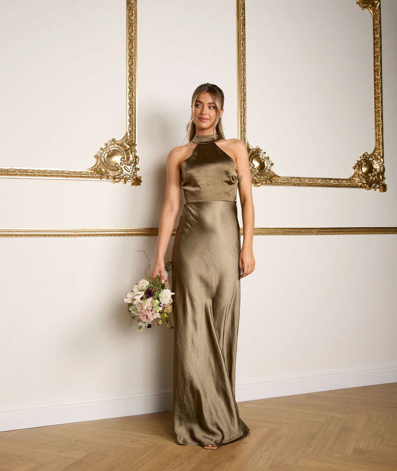 Gigi™ | Halter Neck Satin Bridesmaid Dress