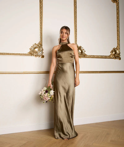 Gigi™ | Halter Neck Satin Bridesmaid Dress