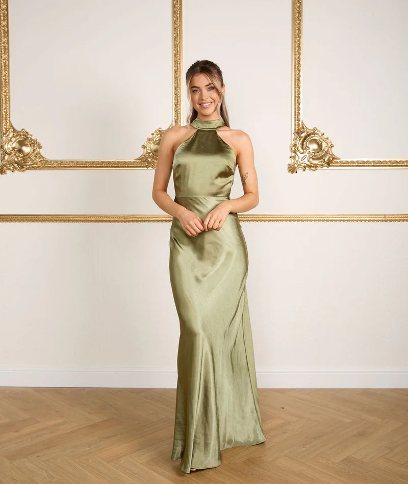 Gigi™ | Halter Neck Satin Bridesmaid Dress
