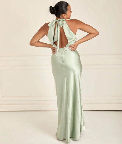 Gigi™ | Halter Neck Satin Bridesmaid Dress