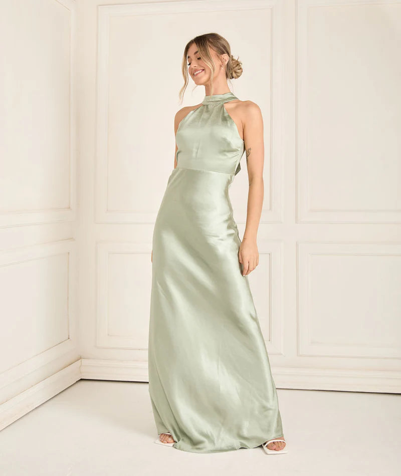 Gigi™ | Halter Neck Satin Bridesmaid Dress