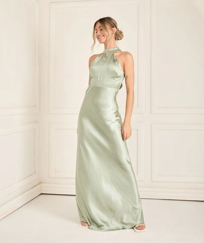 Gigi™ | Halter Neck Satin Bridesmaid Dress