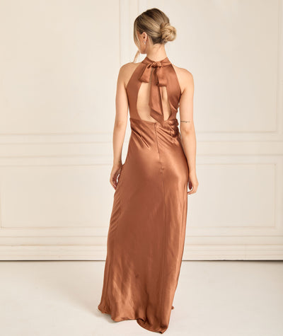 Gigi™ | Halter Neck Satin Bridesmaid Dress