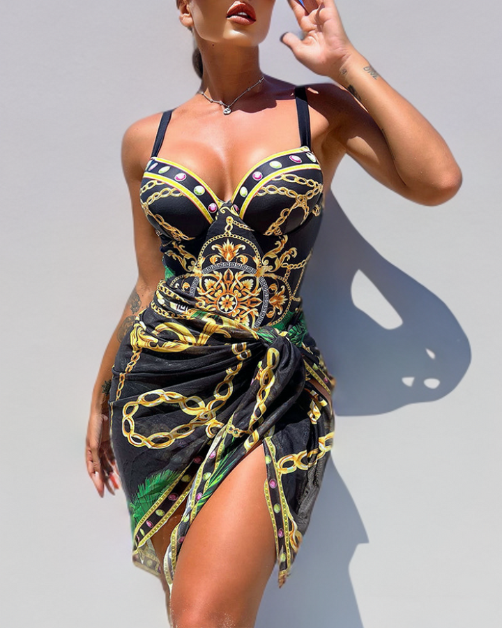 Marie | One-Piece Push-Up Swimsuit with Beach Skirt - Last Day 80% Stock!