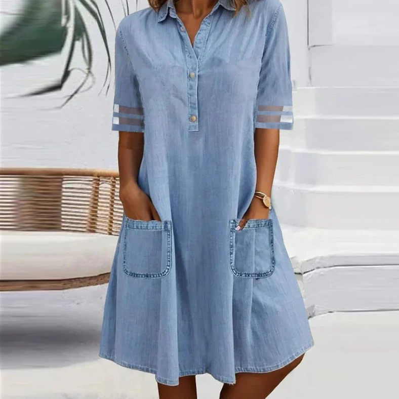 Jill™ | Denim Mini Dress with Side Pockets