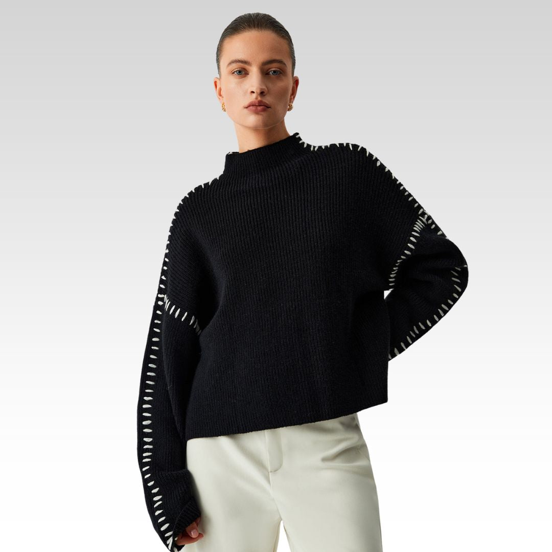 Alma | Oversized Turtleneck Sweater with Piqué Details