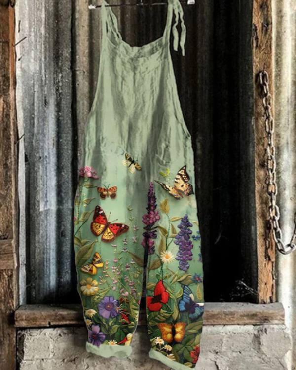 Floral Jumpsuit with Butterflies for Women - Comfort and Elegance